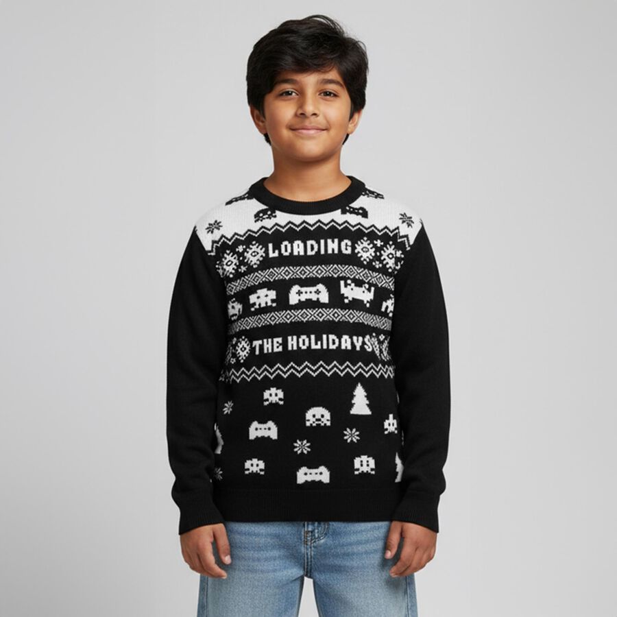 Boys' Pullover, काला, large image number null