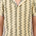 Boys Beige Geometric Camp Collar Casual Shirt, Beige, small