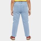 Girls' Light Blue Slim Fit Embroidered Jeans, हल्का नीला, small