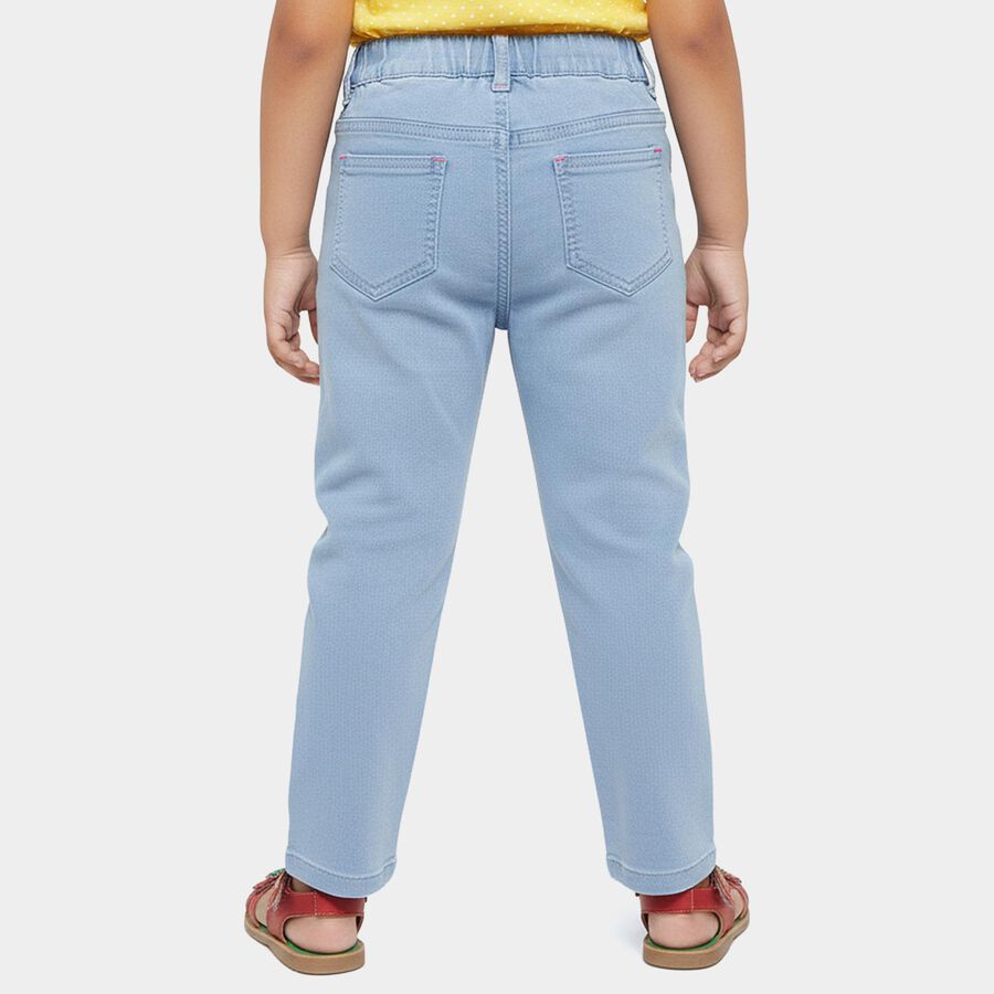 Girls' Light Blue Slim Fit Embroidered Jeans, हल्का नीला, large