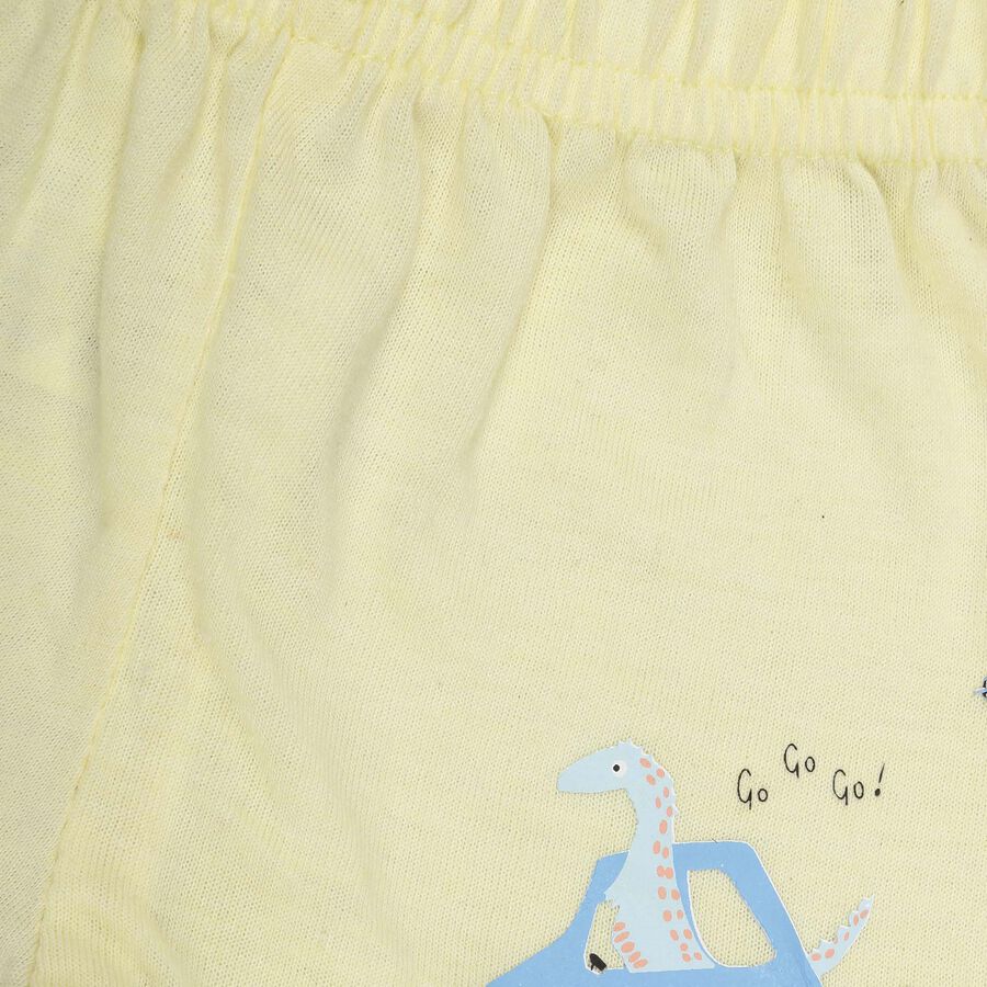 Infants Solid Elasticated Waist Half Pant, Yellow, large image number null