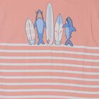 Boys' Coral Cotton Round Neck Cartoon Printed Baba Suit, Coral, small