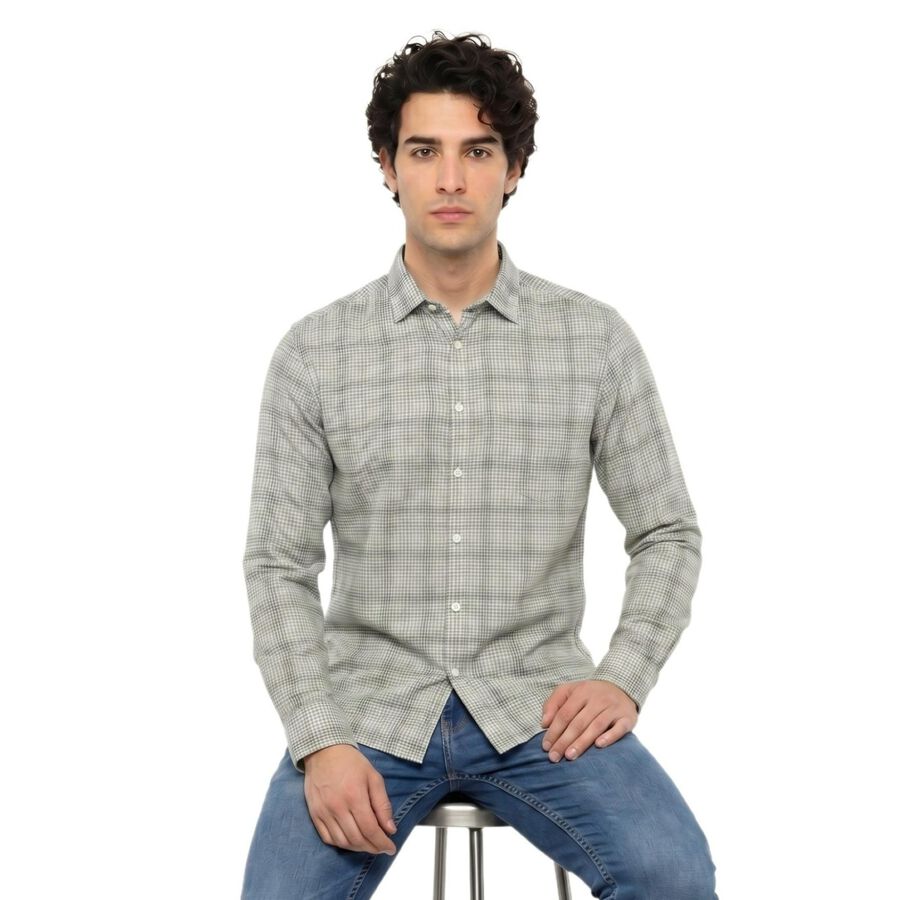 Men's Green Cotton Regular Fit Casual Shirt, Dark Green, large