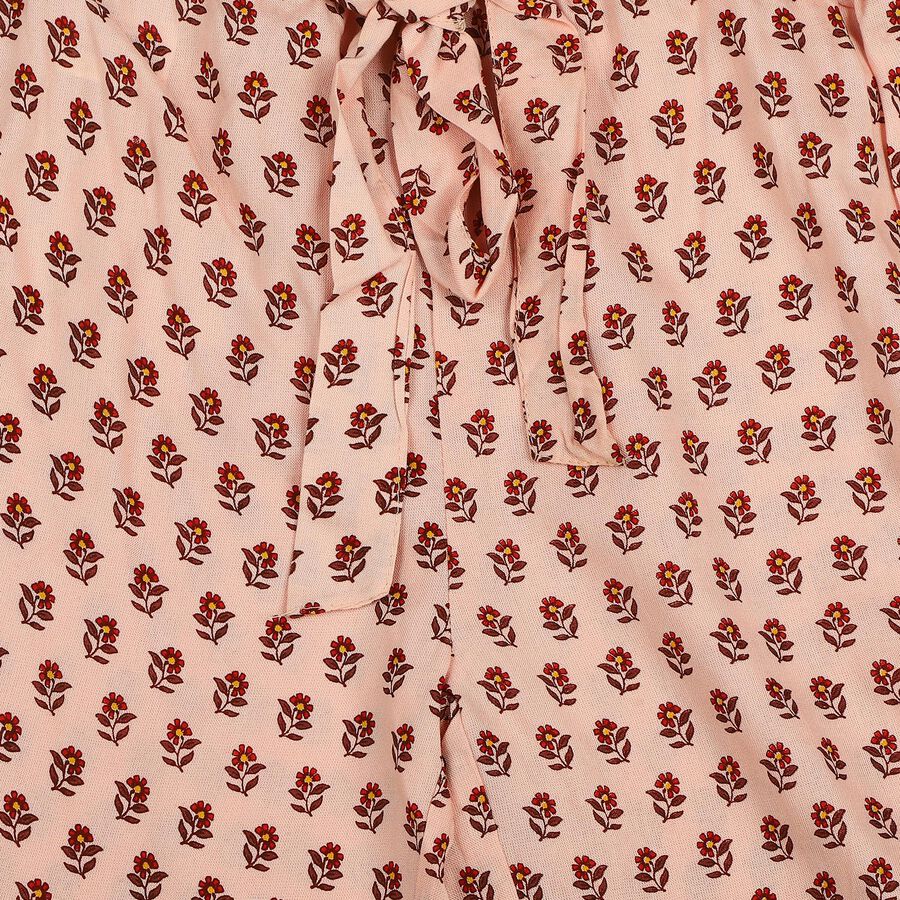 Girls' Peach Regular Fit Printed Capri, Peach, large