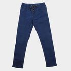 Boys Navy Blue Drawstring Waist Jeans, Dark Blue, small