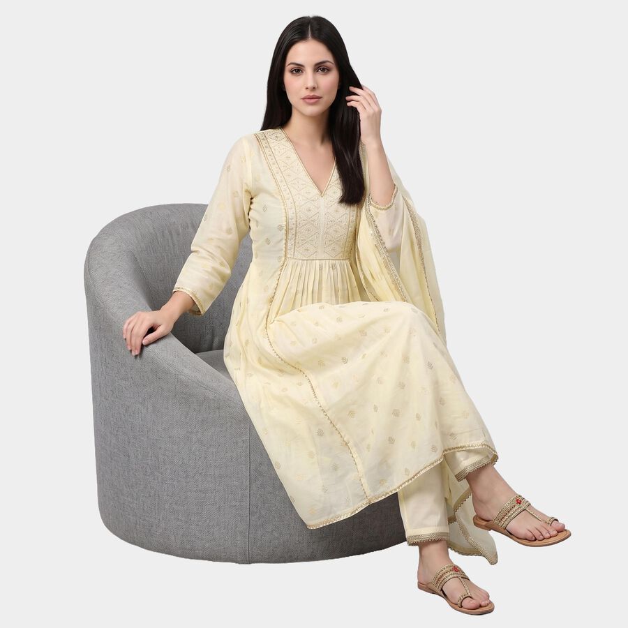 Women's Off White Embroidered Ethnic Set, Off White, large