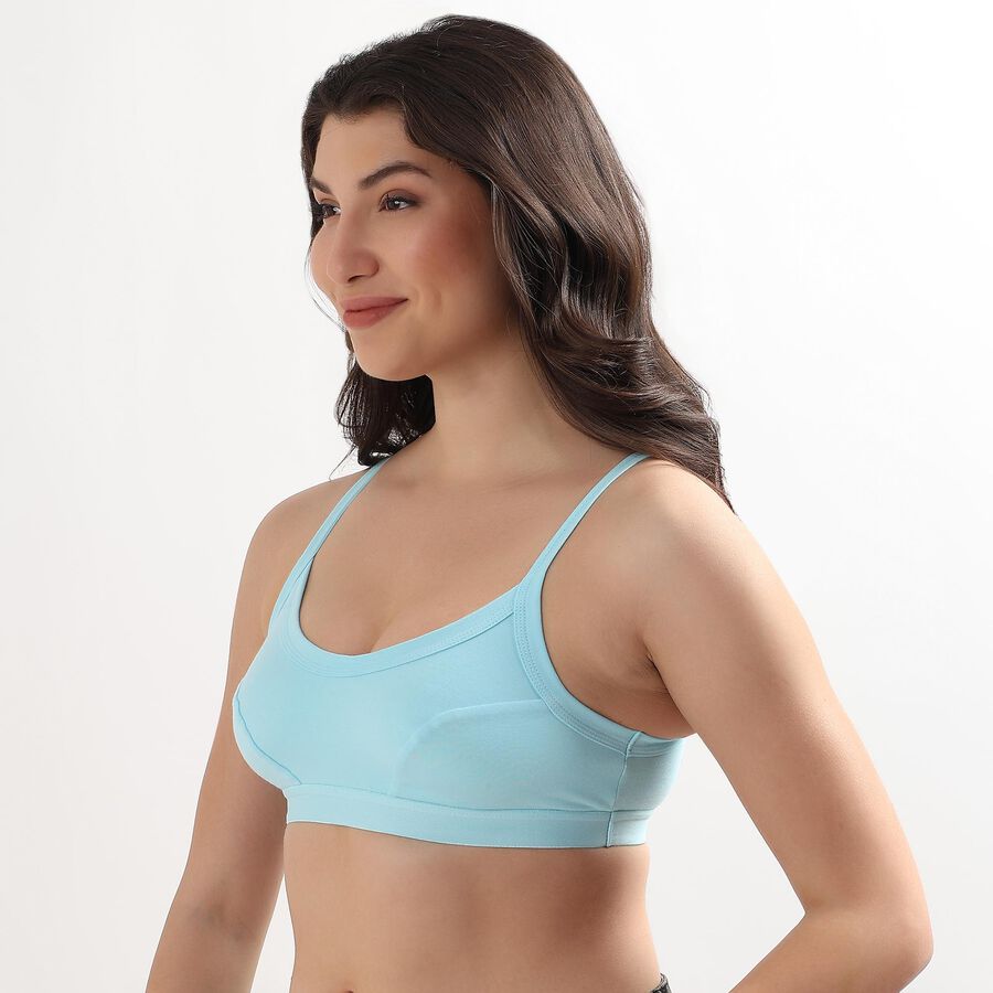 Ladies' 100% Cotton Bra, Aqua, large image number null