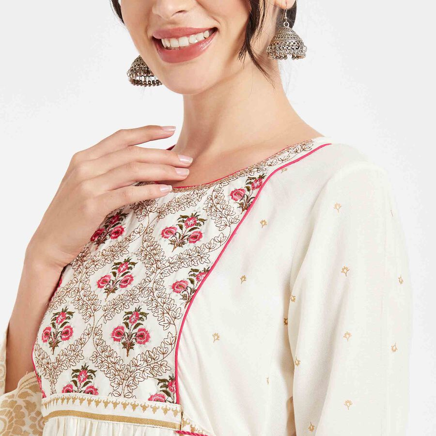 Printed Kurta, Off White, large image number null