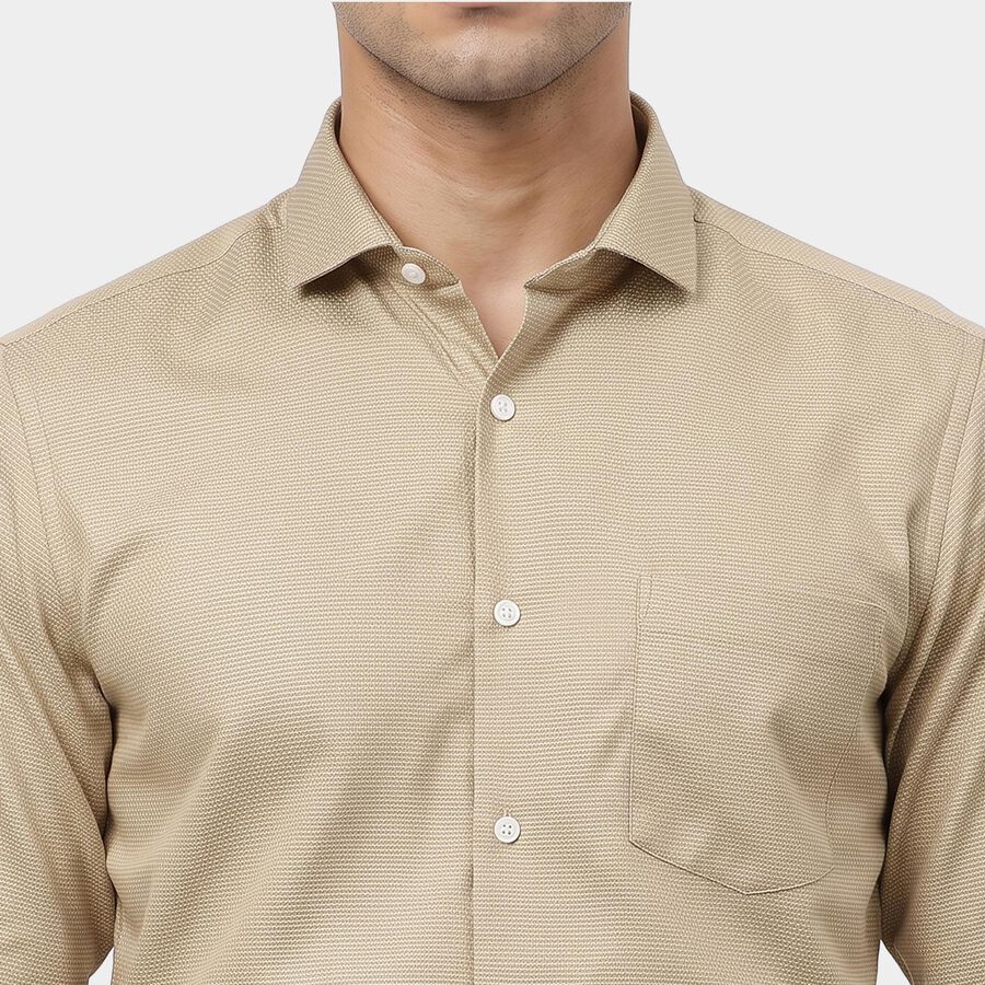 Men's Beige Formal Shirt, गहरा पीला, large