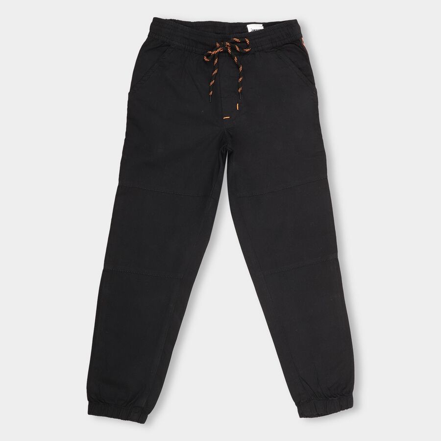 Boys' 100% Cotton Trousers , काला, large