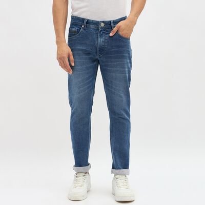 Men's Stonewashed Blue Slim Fit Jeans