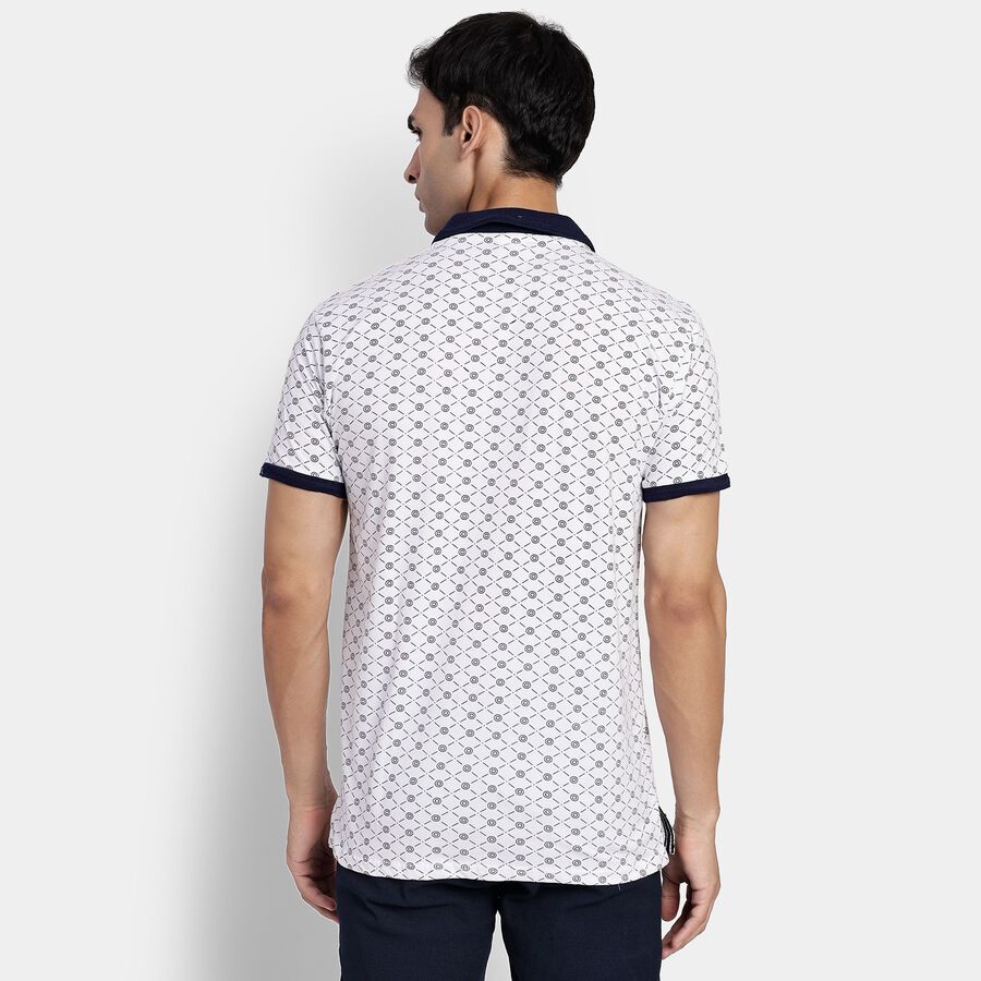 Men's 100% Cotton Collared Half Sleeves T-Shirt, White, large image number null