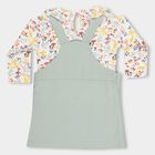 Infants' Pastel Sage Green Printed Round Neck Pinafore Frock, हल्का हरा, small image number null