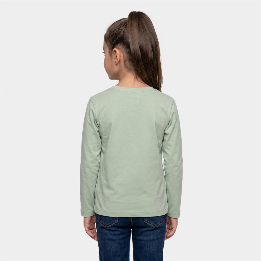 Girls Mint Green Round Neck Regular Top, हल्का हरा, large