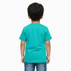 Boys Bright Turquoise Cotton Round Neck Casual T-Shirt, Dark Green, small