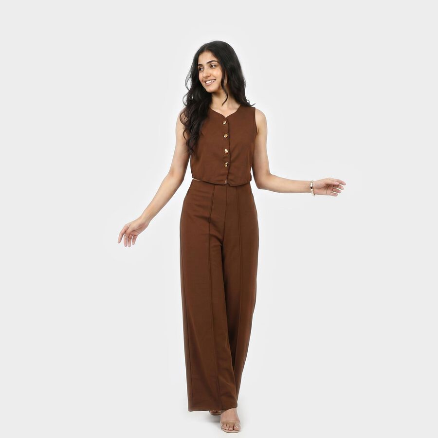 Women's Brown Solid Ethnic Co-ord Set, Brown, large