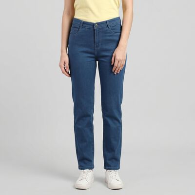 Women's Blue Straight Fit Classic Jeans