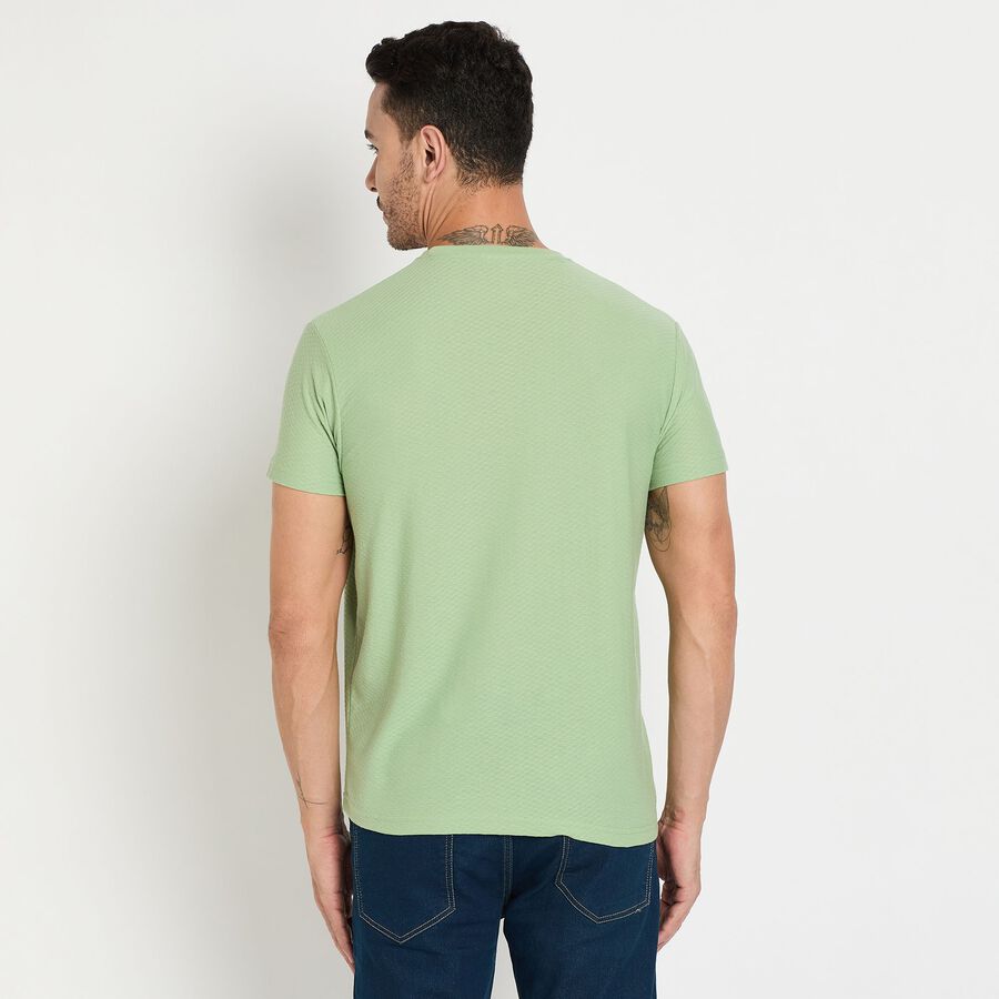Men's Round Neck Half Sleeves T-Shirt, हल्का हरा, large image number null