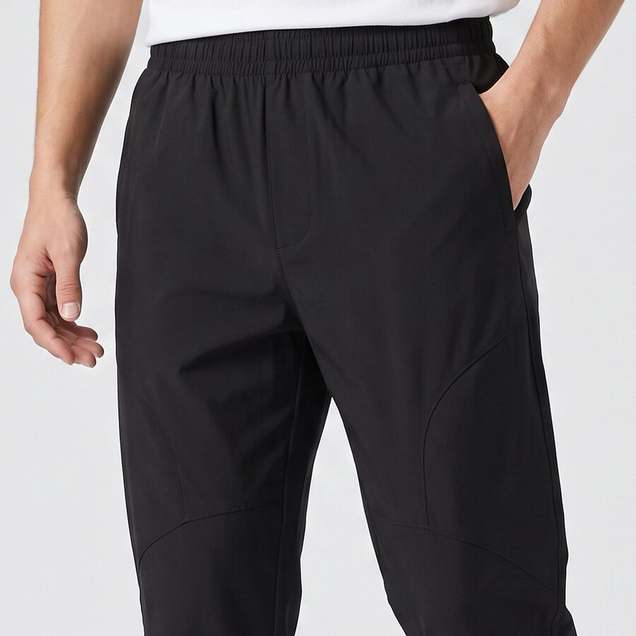 Men's Black Slim Fit Solid Track Pants, Black, large