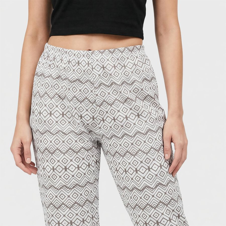 Women's Brown Straight Fit Geometric Printed Lounge Pyjama, Brown, large