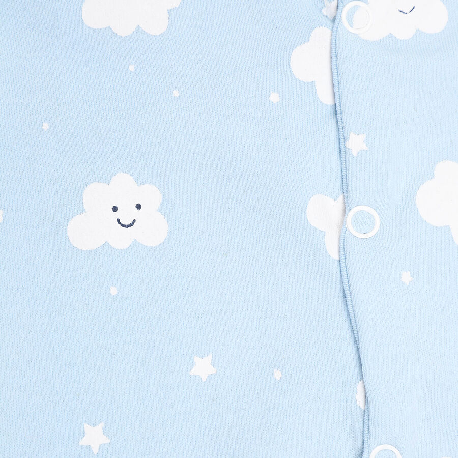 Infants Cotton Printed Bodysuit, Light Blue, large image number null