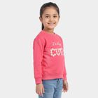 Girls' Pink Round Neck Pullover Sweatshirt, Pink, small