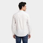 Men's White Striped Casual Shirt, Off White, small