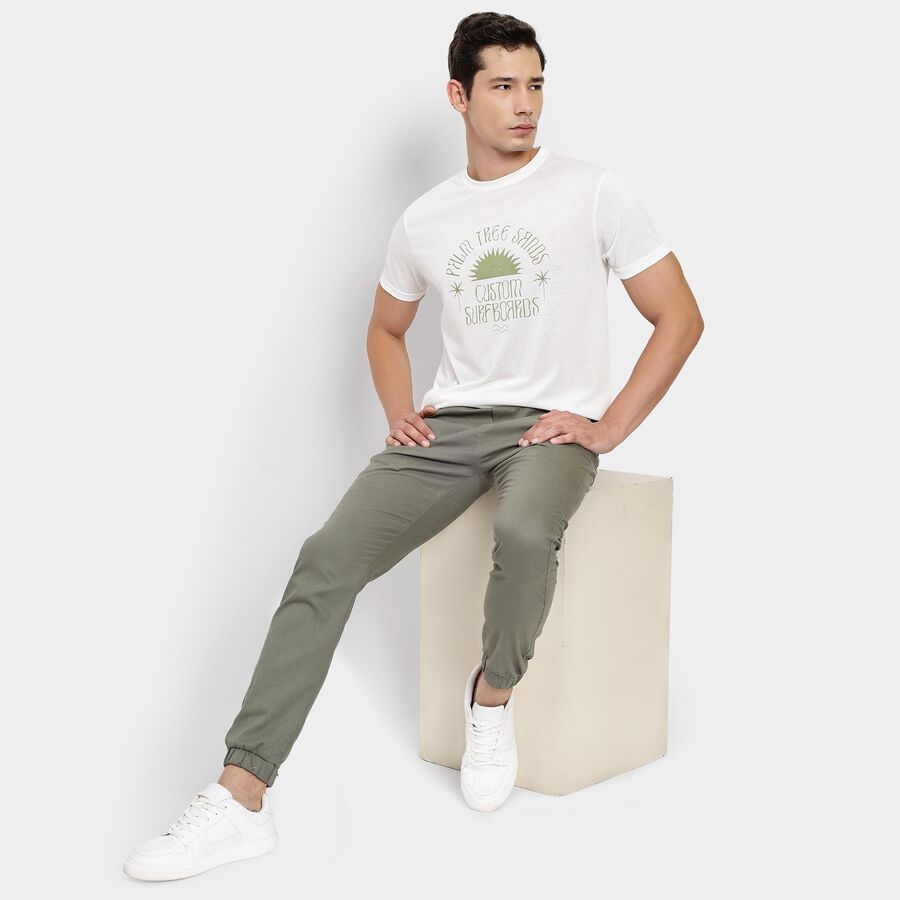 Men's Round Neck Half Sleeves T-Shirt, White, large image number null