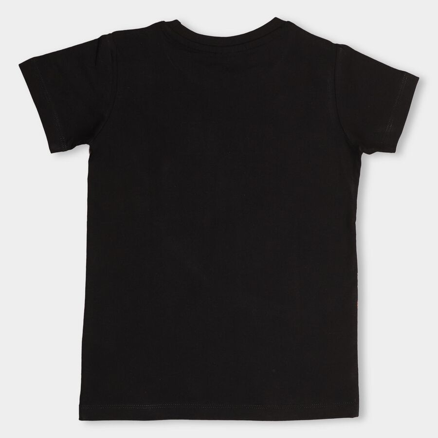 Boys' 100% Cotton Half Sleeves T-Shirt, Black, large