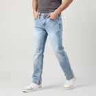 Men's Light Blue Slim Fit Faded Jeans, Mid Blue, small