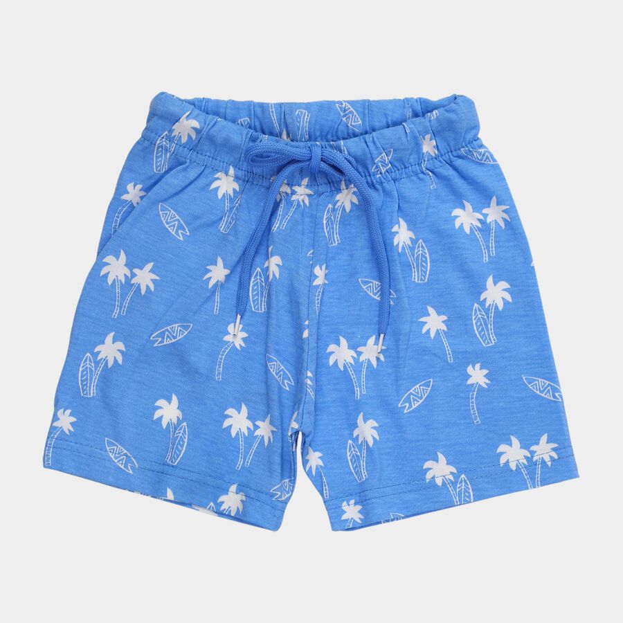 Boys' Blue Regular Fit Tropical Printed Bermuda Shorts, Light Blue, large