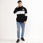 Men's Jet Black Zip Neck Casual Sweatshirt, काला, small image number null