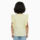Girls Light Yellow Cotton Round Neck Casual T-Shirt, पीला, small image number null