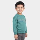 Boys' Dark Green Crew Neck Pullover Sweatshirt, Dark Green, small
