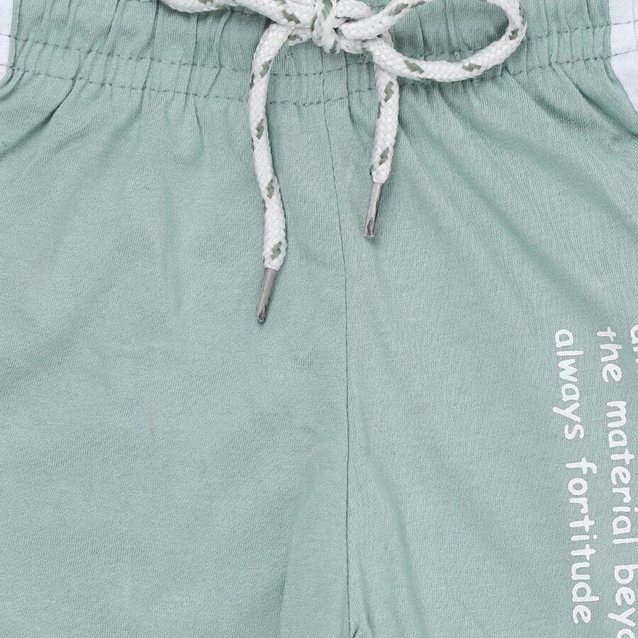 Boys' Muted Sage Green Color-Blocked Cotton Blend Pyjama, Light Green, large image number null