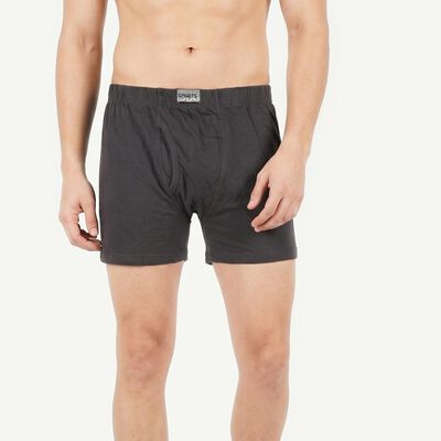 Men's Dark Grey Regular Fit Solid Trunks