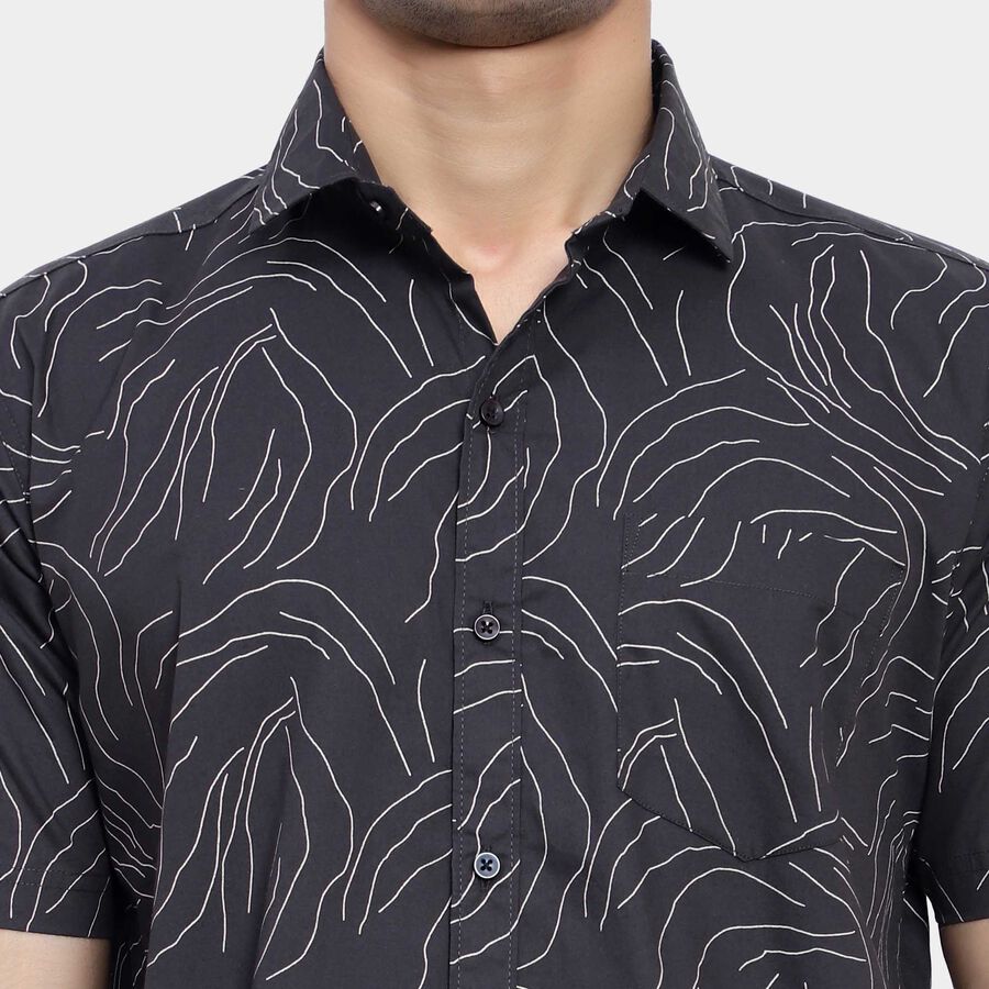Cotton Printed Casual Shirt, Black, large image number null