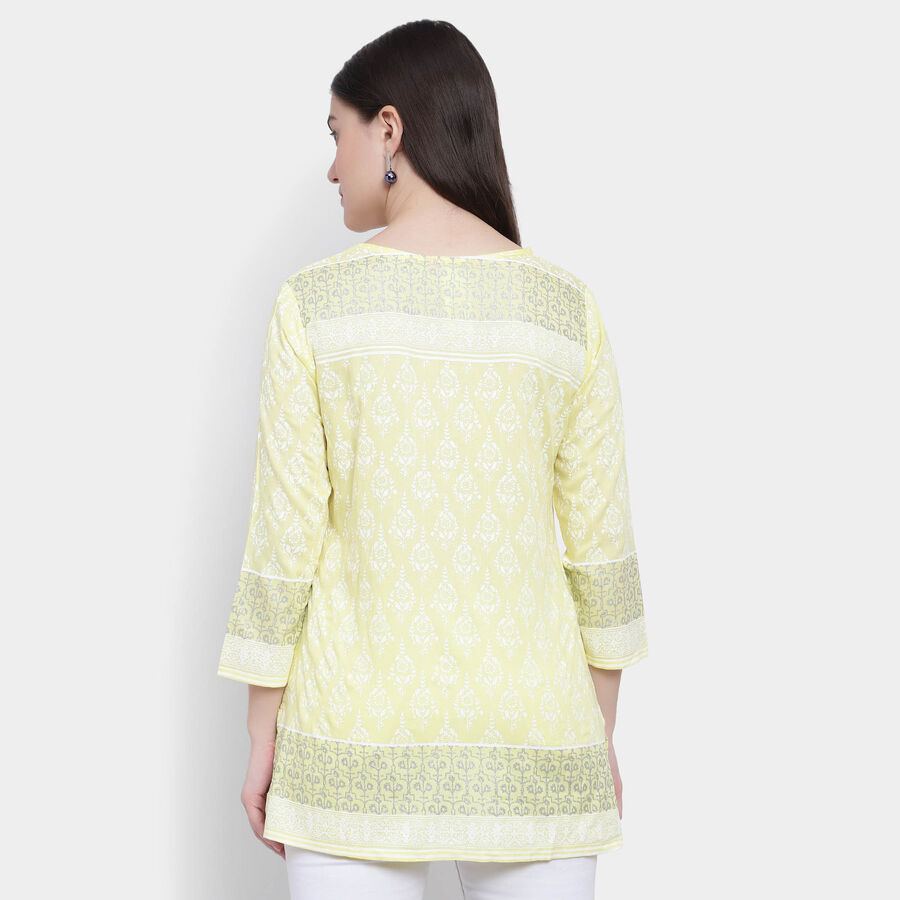 3/4th Sleeves Straight Kurti, पीला, large image number null