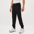 Men's Jet Black Tapered Fit Side-Striped Track Pants, Black, small image number null
