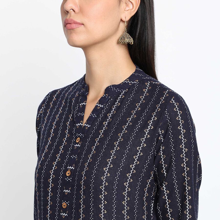 Cotton Printed Kurta, Navy Blue, large image number null