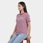 Women's Purple Cotton Blend Round Neck Casual T-Shirt, Purple, small