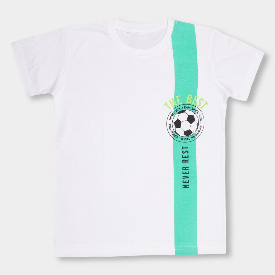 Boys' Half Sleeves T-Shirt, White, large image number null