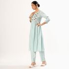 Women's Soft Aqua Blue Embroidered Ethnic Set, Light Blue, small image number null