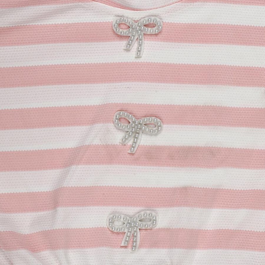 Girls Pink Round Neck Casual T-Shirt, Light Pink, large