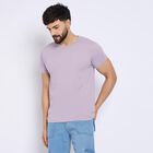 Men's Round Neck Half Sleeves T-Shirt , Lilac, small
