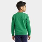 Boys' Green Crew Neck Pullover Sweatshirt, गहरा हरा, small
