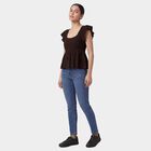 Women's Brown Mock Neck Minimalist Top, Brown, small