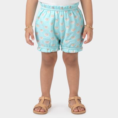 Girls Light Blue Regular Fit Printed Bloomer
