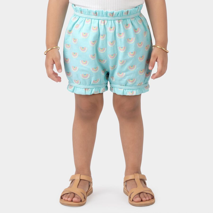 Girls Light Blue Regular Fit Printed Bloomer, Light Blue, large