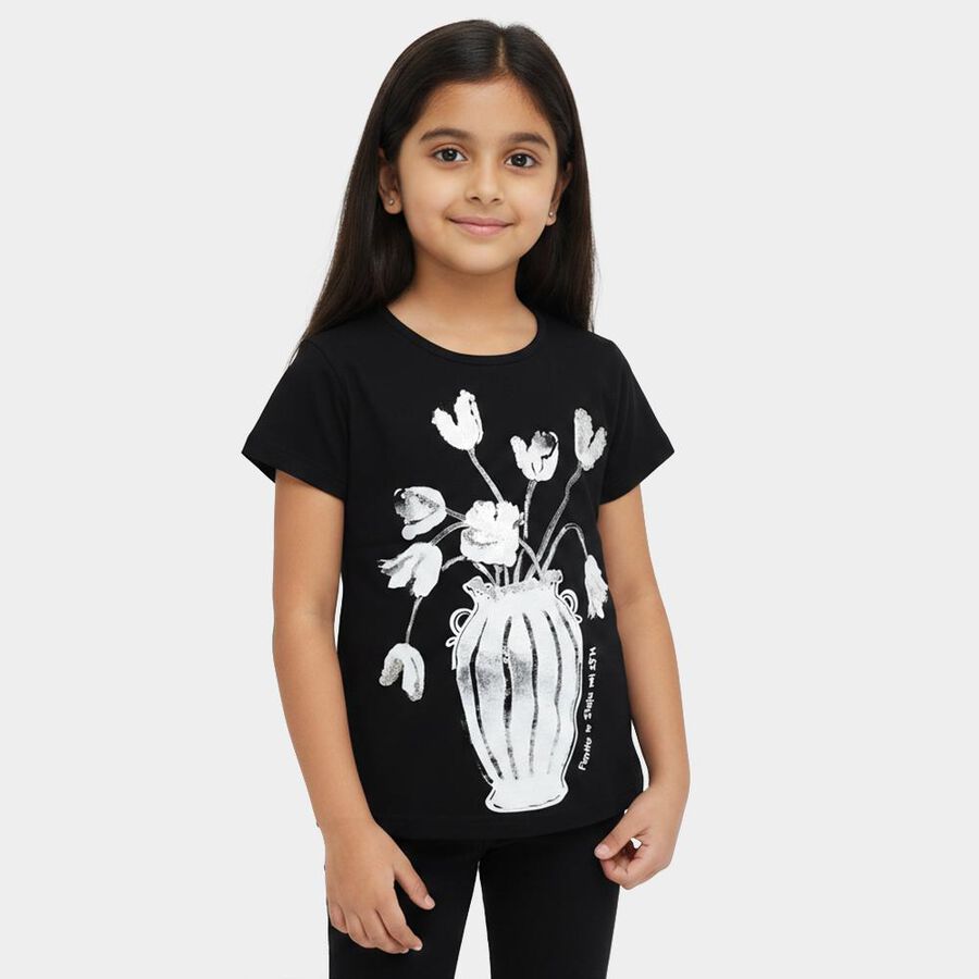 Girls' T-Shirt, काला, large image number null